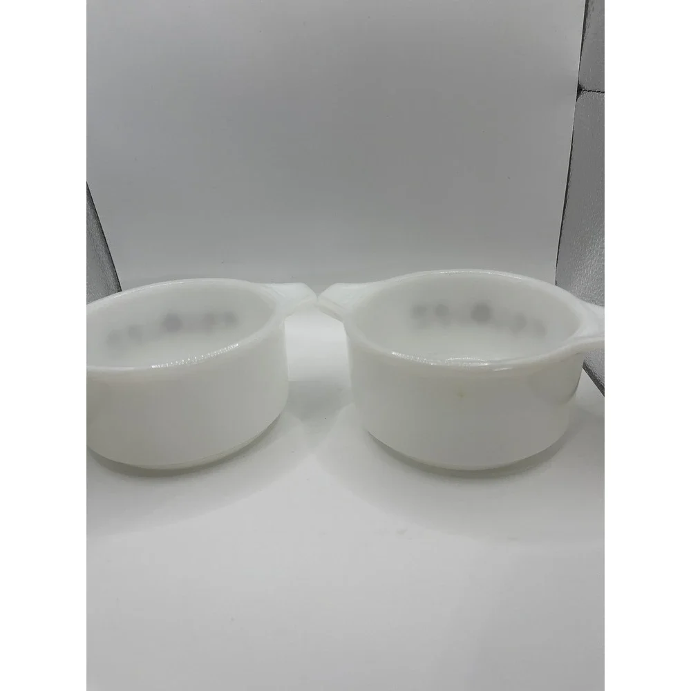 Set of 2‎ Vintage Dynaware Pyr-o-rex Brown  and White Flower Ramekins, Soup Dish